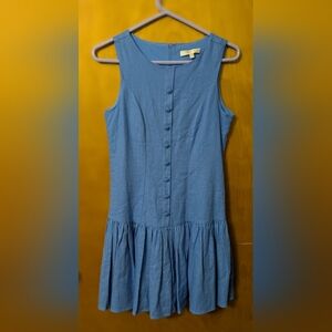 Wayf Blue Sleeveless Button-Down Dress